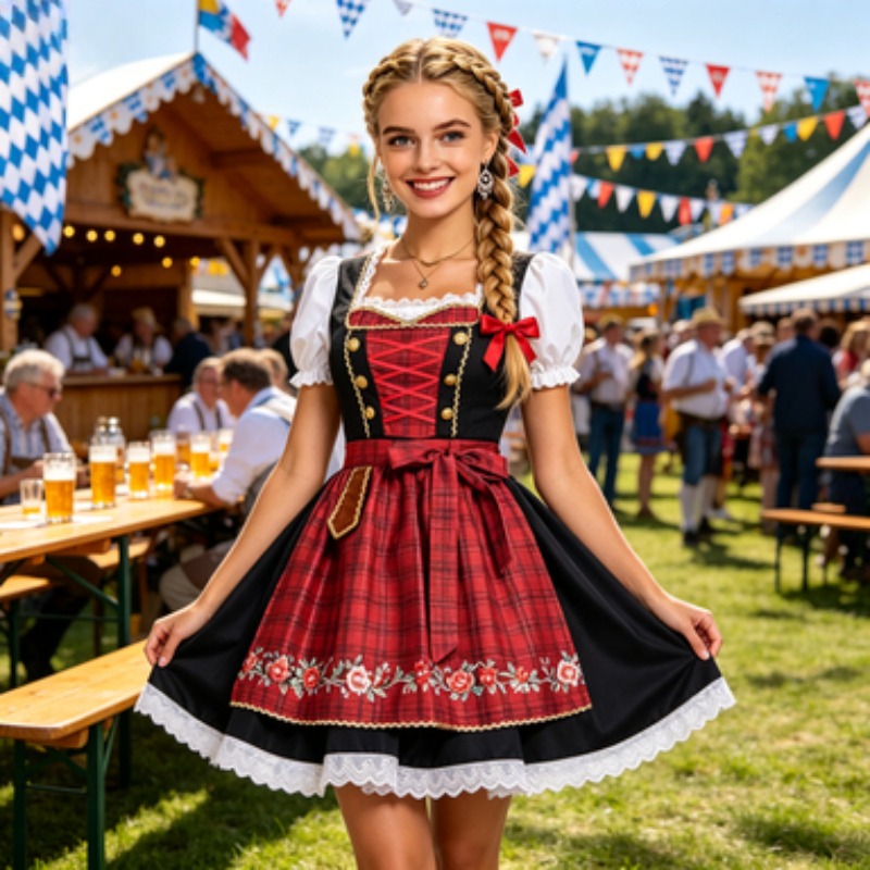 Beer & Wine Grab - Abito da Oktoberfest tedesco da donna,